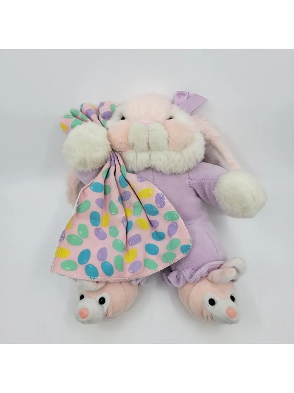Commonwealth Bunny Plush with Purple PJs and Pink Rabbit Slippers & Blanket
